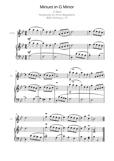 Minuet in G minor BWV Anh. 115 - Bach - Violin (arr. Ygor Nunes)