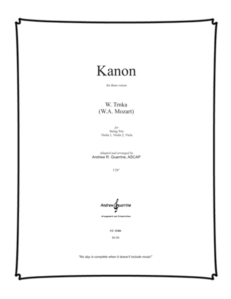 Kanon (b) for three voices (arr. Andrew R. Guarrine)