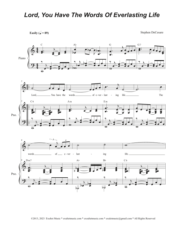 Lord, You Have The Words Of Everlasting Life (Vocal solo)
