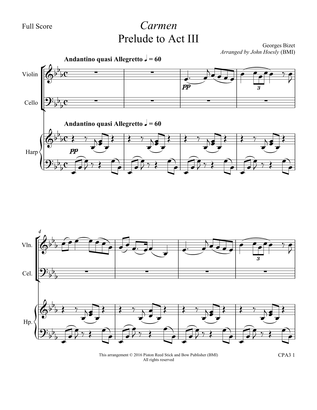 Carmen Intermezzo- for chamber ensemble (arr. John Hoesly)