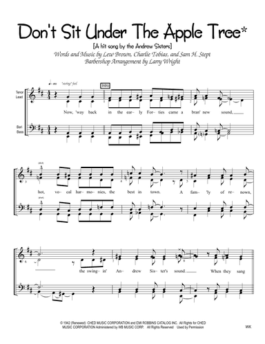 Don't Sit Under The Apple Tree (with Anyone Else But Me) (arr. Larry Wright)