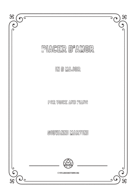 Giovanni-Piacer d'amor in D Major,for Voice and Piano (arr. MSM)