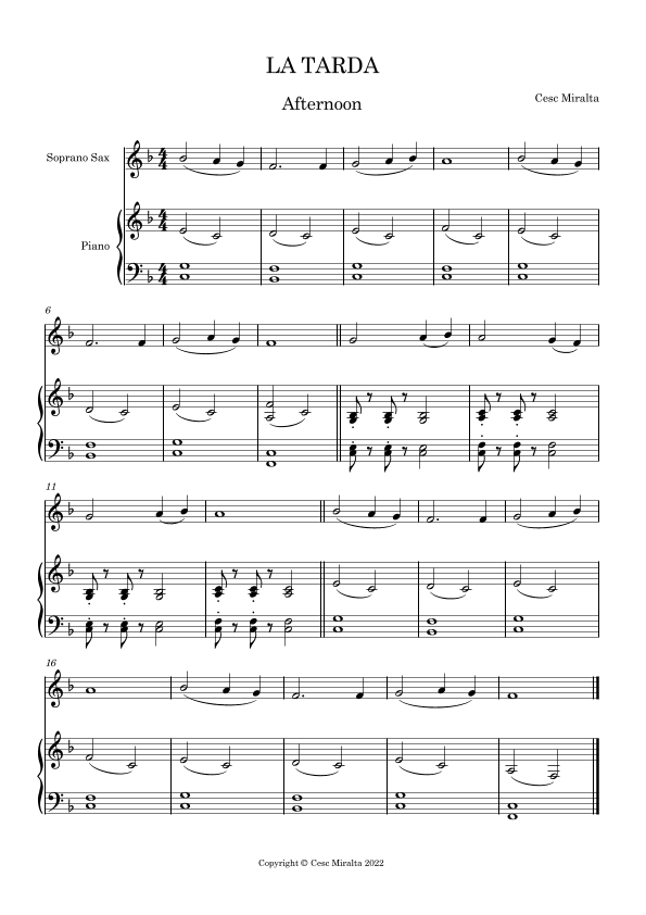 LA TARDA S. Sax & Pno