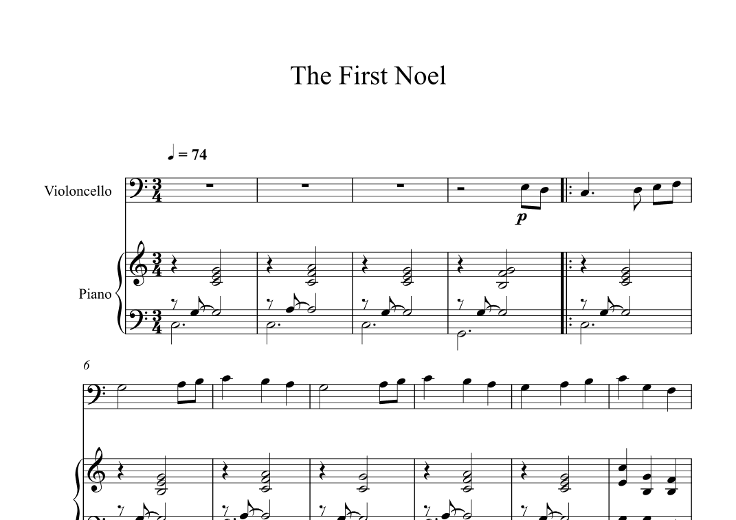 The First Noel (Cello + Piano) (arr. Digital Book Music)