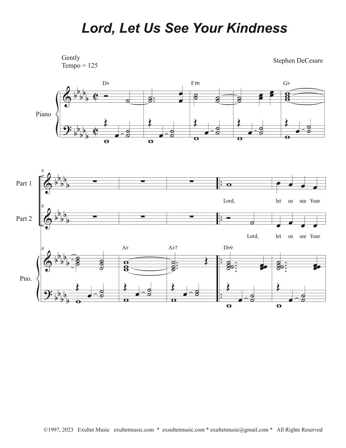Lord, Let Us See Your Kindness (2-part choir)
