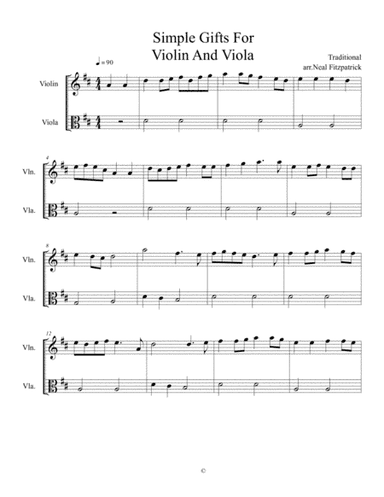 Simple Gifts For Violin And Viola (arr. Neal Fitzpatrick)
