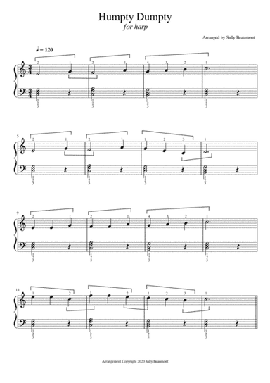 Humpty Dumpty - Children's Song for Beginner Harp (arr. Sally Beaumont)