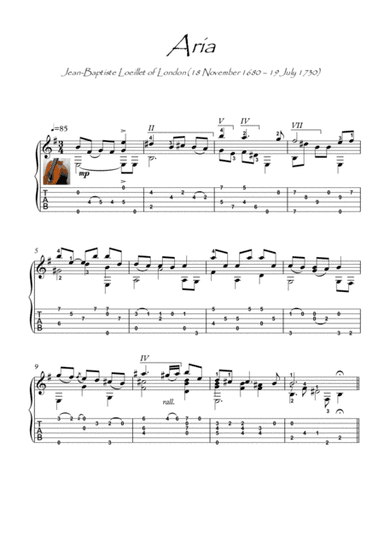 Air by Jean Baptiste guitar solo (arr. PianoSheetNow)