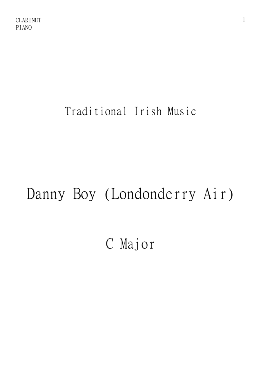 Danny Boy (Londonderry Air) Easy Clarinet and Piano duet in C major. (arr. Matheus Araújo)