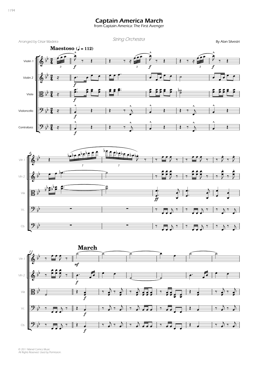 Captain America March - Score Only (arr. César Madeira)