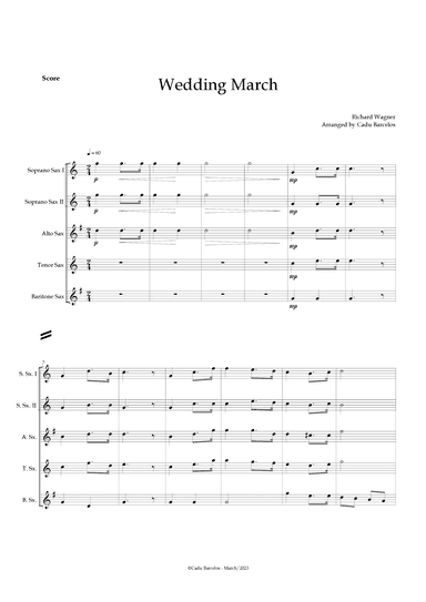 Wedding March (Wagner) Saxophone Quintet (arr. Cadu Barcelos)