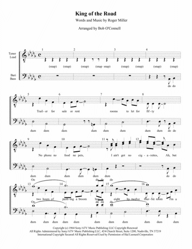 King Of The Road (arr. Bob O'Connell)