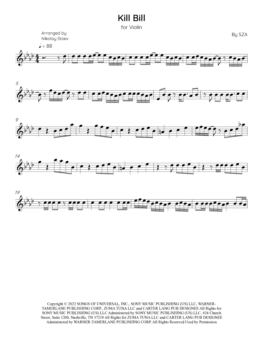 Kill Bill (arr. Nikolay Stoev)