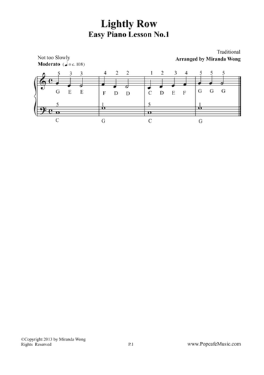 Lightly Row - Easy Piano Lesson No.1 (arr. Miranda Wong)