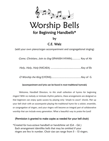 WORSHIP BELLS - three hymns for beginning handbells (arr. c.e. walz)