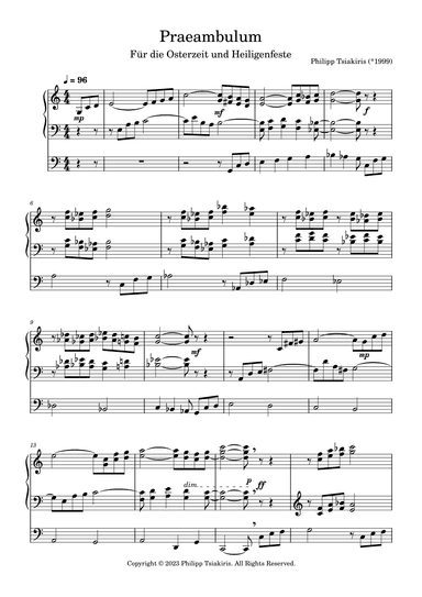 Praeambulum (For the Easter Time and Saint Festivals) (arr. Philipp Tsiakiris)