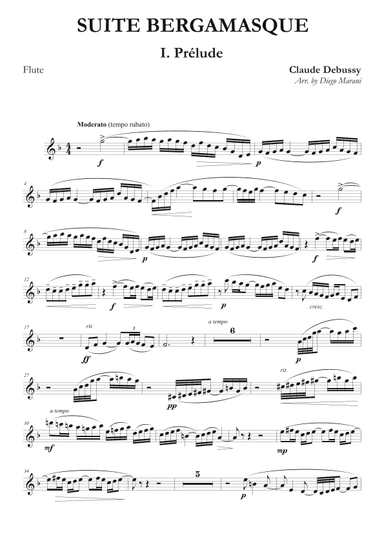 Prelude from "Suite Bergamasque" for Flute and Piano (arr. Diego Marani)