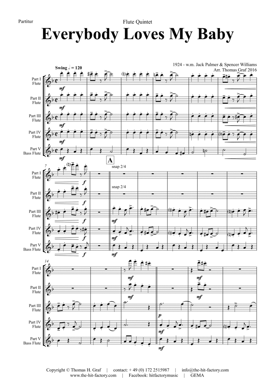 Everybody Loves My Baby - Jazz Classic - Flute Quintet (arr. Thomas Graf)