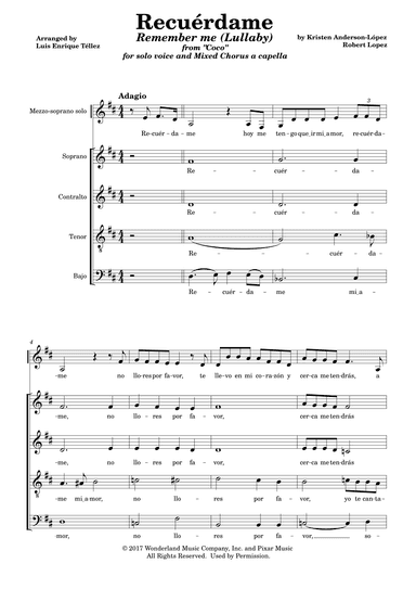 Remember Me (lullaby) (arr. Luis Enrique Téllez)