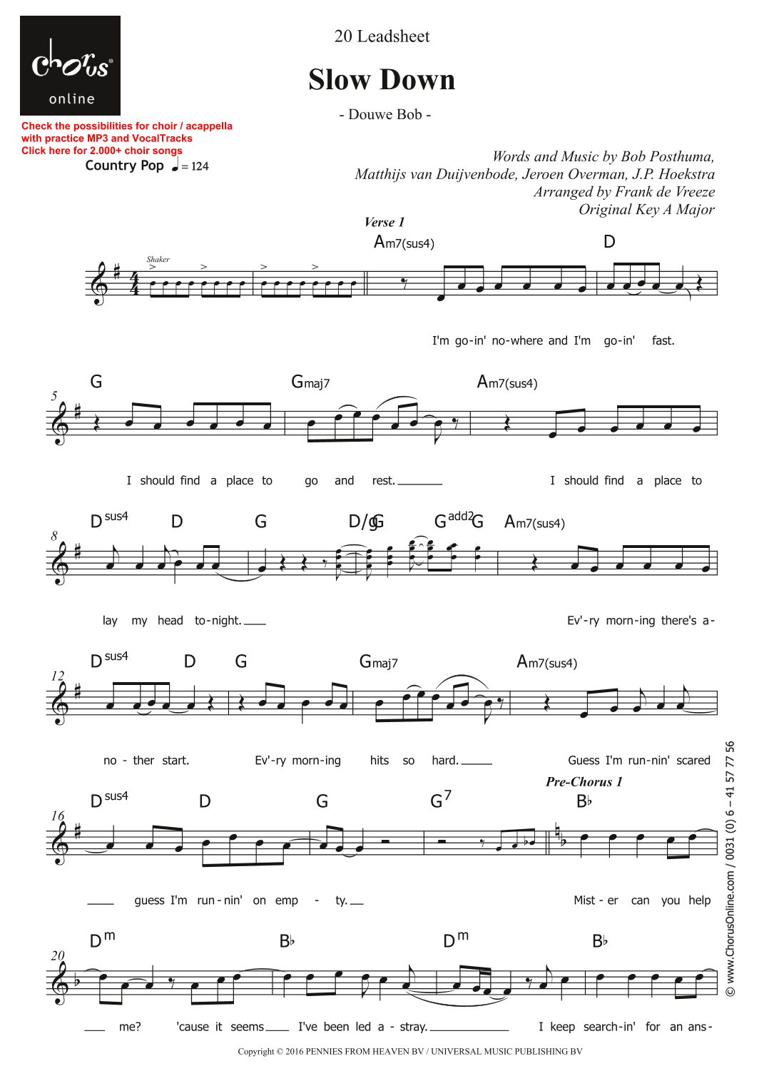 Slow Down (arr. Frank de Vreeze)