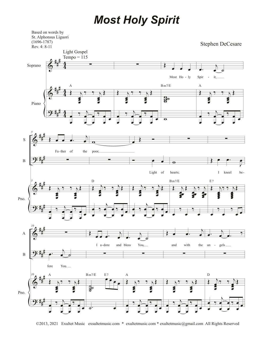 Most Holy Spirit (Vocal Quartet - (SATB)