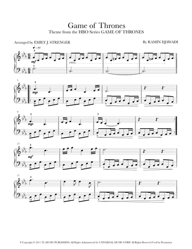 Game Of Thrones (arr. Emily J. Strenger)