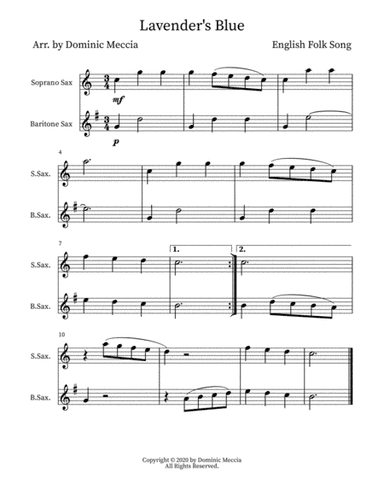Lavender's Blue- Soprano Sax and Bari Sax Duet (arr. Dominic Meccia)