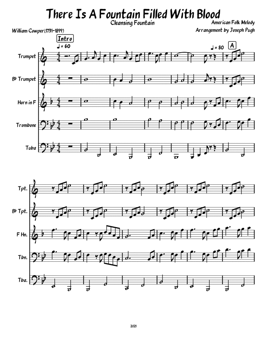 There Is A Fountain Filled With Blood (Brass Quintet) (arr. Joseph Pugh)