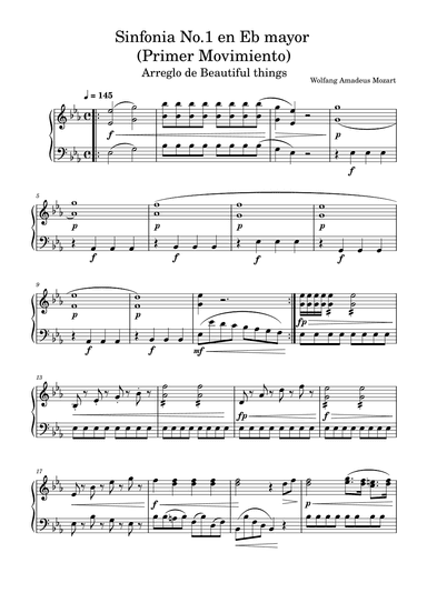 Sinfonía No.1 En Eb mayor (Primer Movimiento)-Wolfgang Amadeus Mozart (arr. Beautiful things)