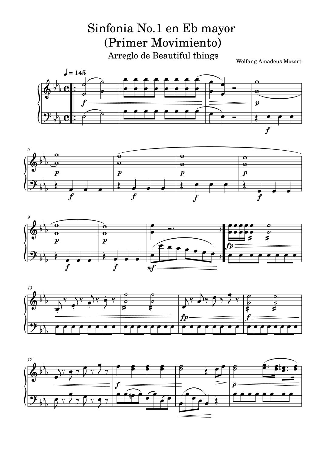 Sinfonía No.1 En Eb mayor (Primer Movimiento)-Wolfgang Amadeus Mozart (arr. Beautiful things)