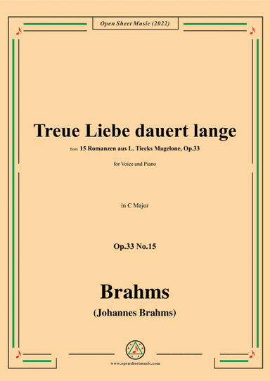 Brahms-Treue Liebe dauert lange,Op.33 No.15 in C Major (arr. Open Cloud)