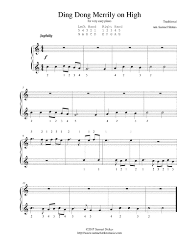 Ding Dong Merrily on High - for very easy piano (arr. Samuel Stokes)