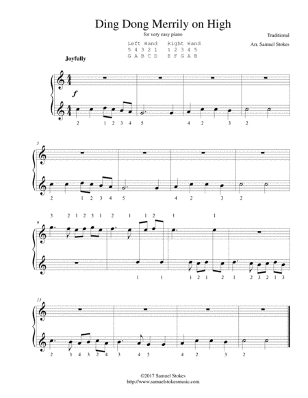 Ding Dong Merrily on High - for very easy piano (arr. Samuel Stokes)