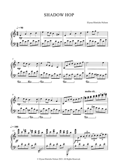 SHADOW HOP Piano Solo by Elyssa Hinrichs-Nelson
