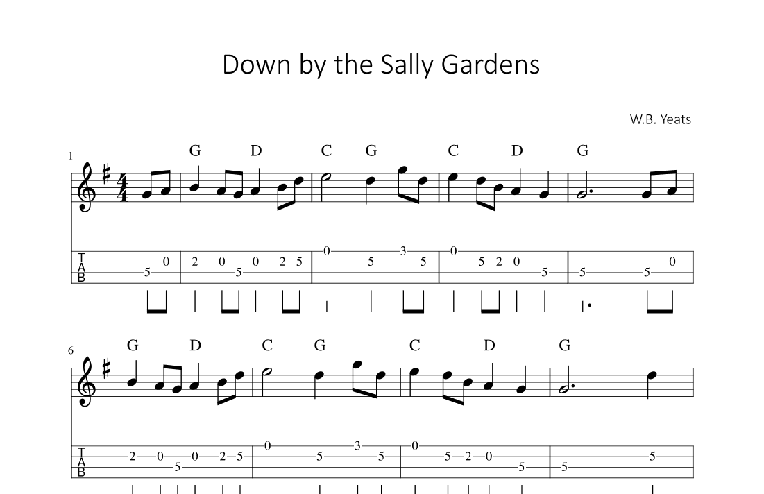 Down by the Sally Gardens (arr. songbooks.info)