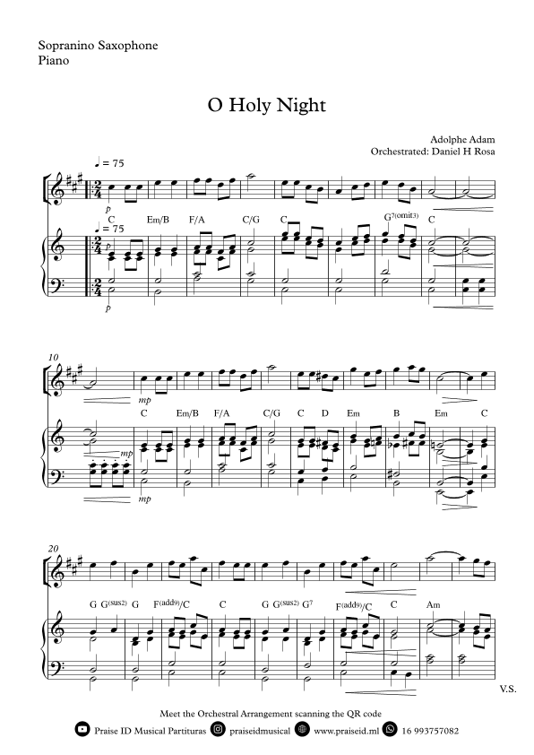 O Holy NIght - Christmas Carol - Sopranino Saxophone and Piano (arr. Daniel H Rosa)