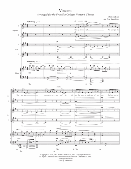 Vincent (starry Starry Night) (arr. Eric Knechtges)