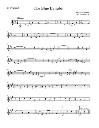 The Blue Danube for trumpet (easy) (arr. Daniel C. M.)