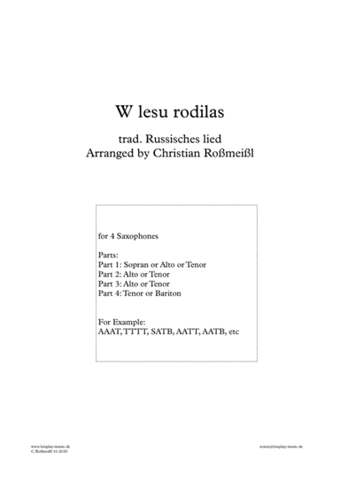 W lesu rodilas Saxophonquartett (arr. Christian Roßmeißl)