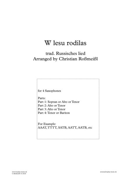 W lesu rodilas Saxophonquartett (arr. Christian Roßmeißl)