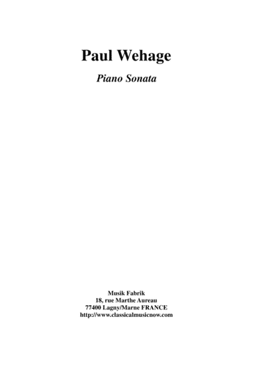 Paul Wehage:  Sonata for piano