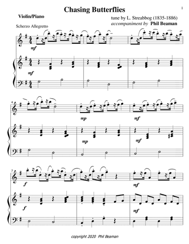 Chasing Butterflies - violin solo and piano