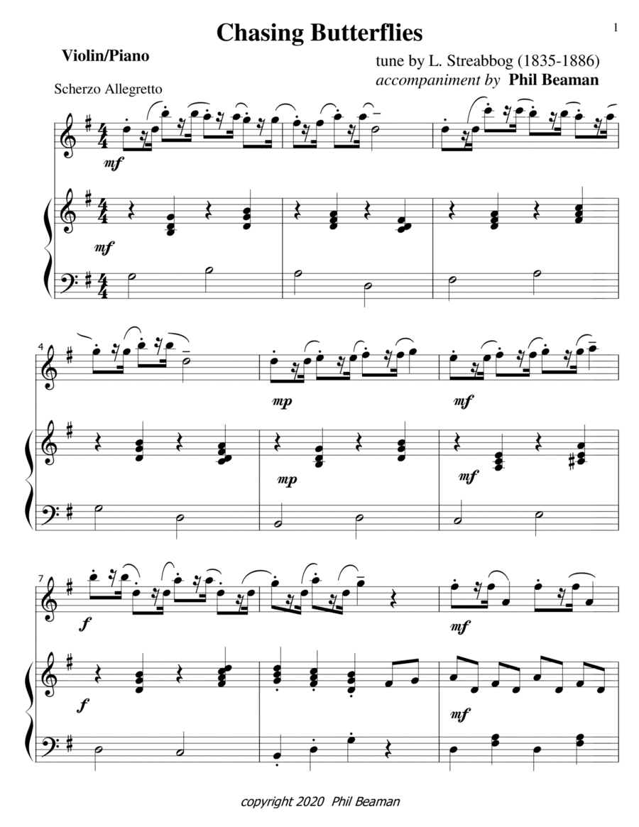 Chasing Butterflies - violin solo and piano