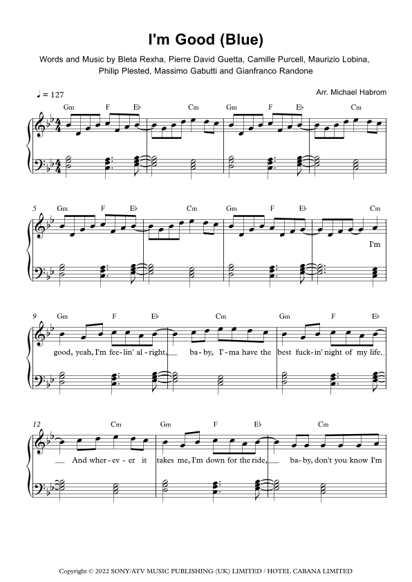 I'm Good (blue) (arr. Michael Habrom)