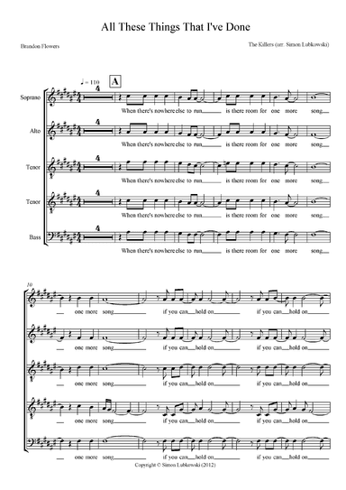 All These Things That I've Done (arr. Simon Lubkowski)