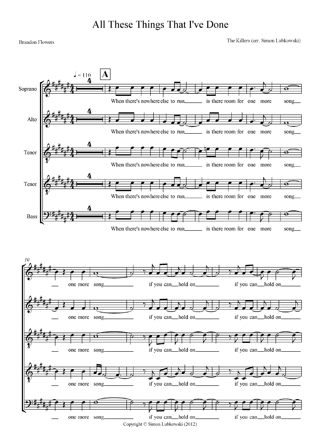 All These Things That I've Done (arr. Simon Lubkowski)