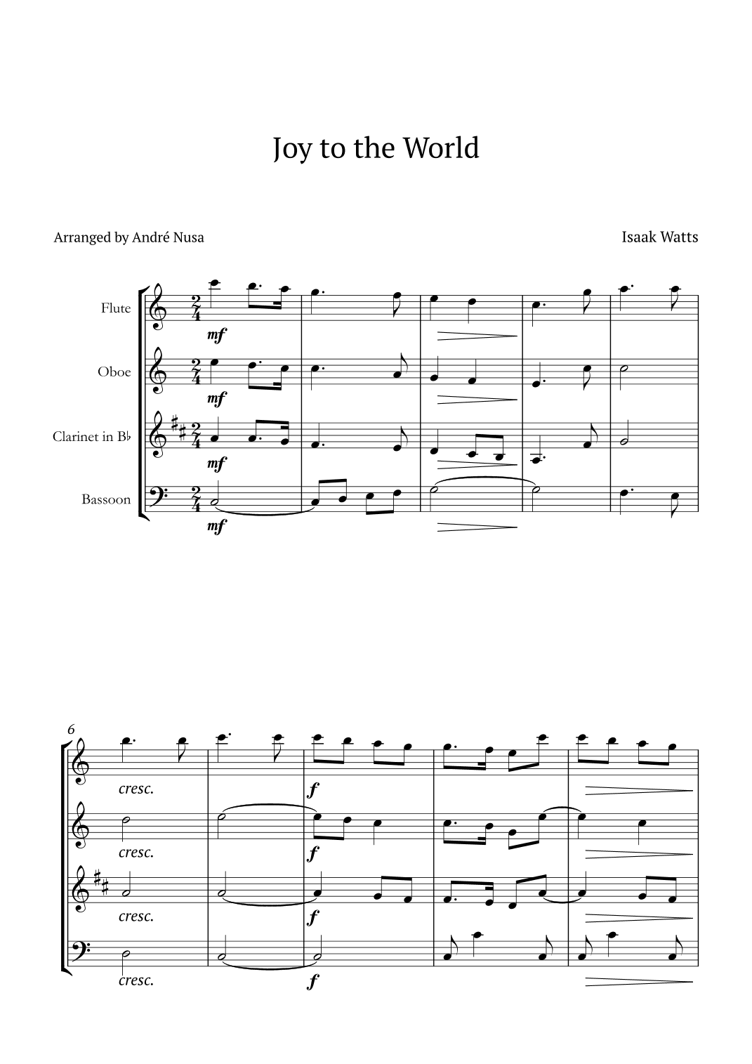 Joy to the World (arr. André Nusa)