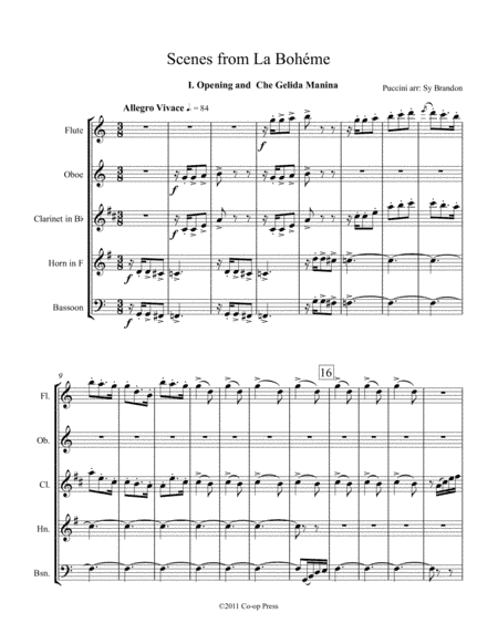 Scenes from La Bohéme for WW Quintet (arr. Sy Brandon)