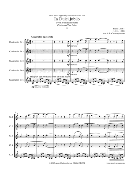 In Dulci Jubilo - 5 Clarinets (arr. Anne L Christopherson GRSM ARCM)