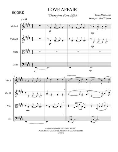 Love Affair (title Theme) (arr. John T Sarno)